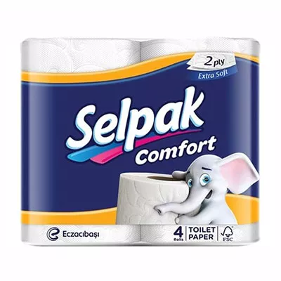 *Selpak Comfort Туалетная бумага двухслойная, белая, 4 рулона
