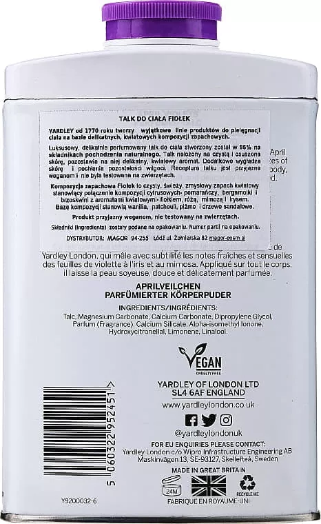 *Yardley тальк April Violets 200г