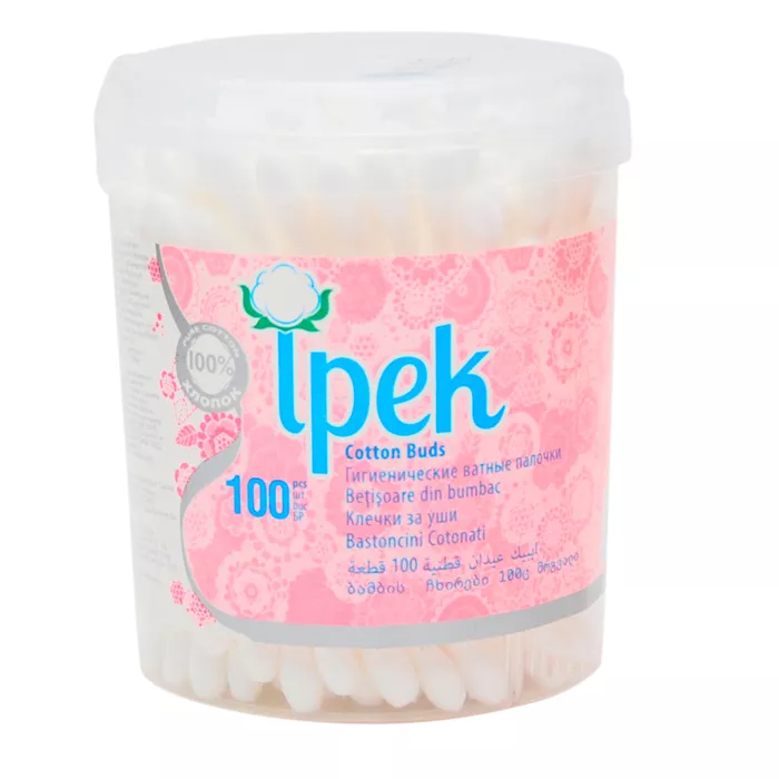 *Ватные палочки Ipek 100 шт круглая коробка