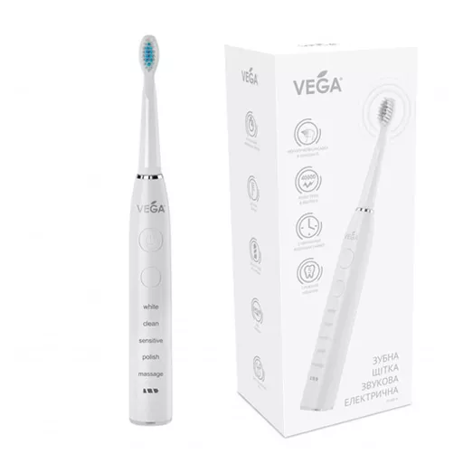*Vega VT-600 W Зубная щетка электрическая звуковая белая 5 режимов