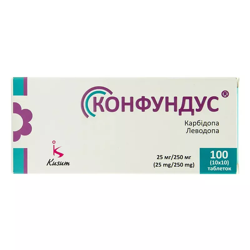 Конфундус таблетки по 25 мг/250 мг 100 шт. (10х10)