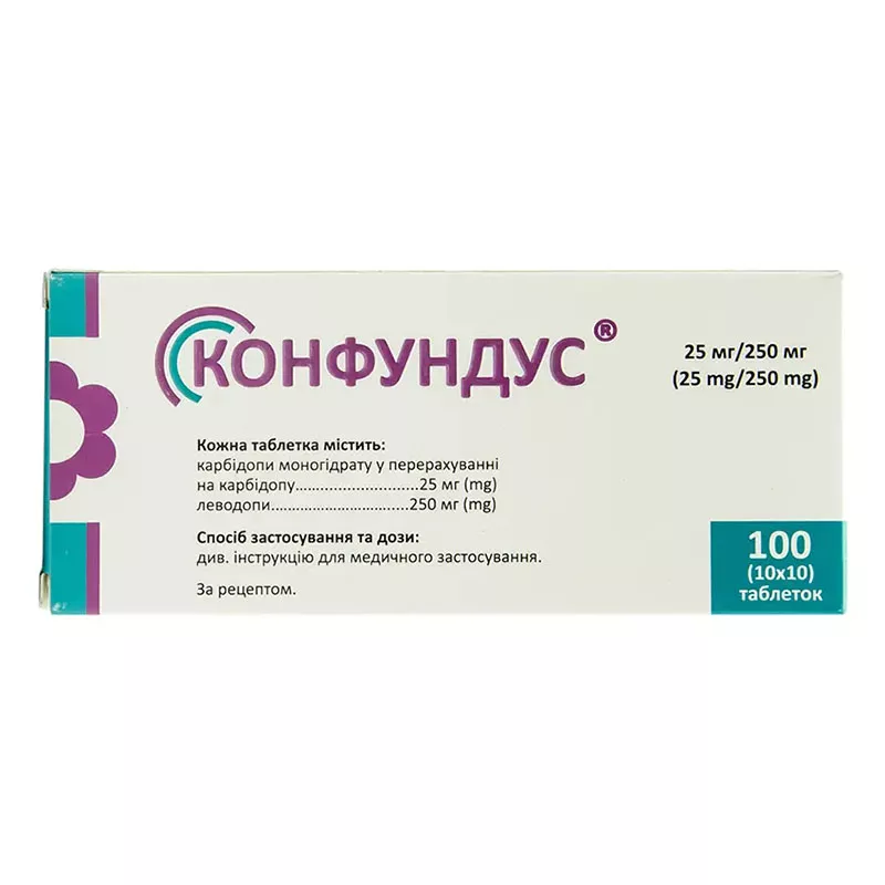 Конфундус таблетки по 25 мг/250 мг 100 шт. (10х10)