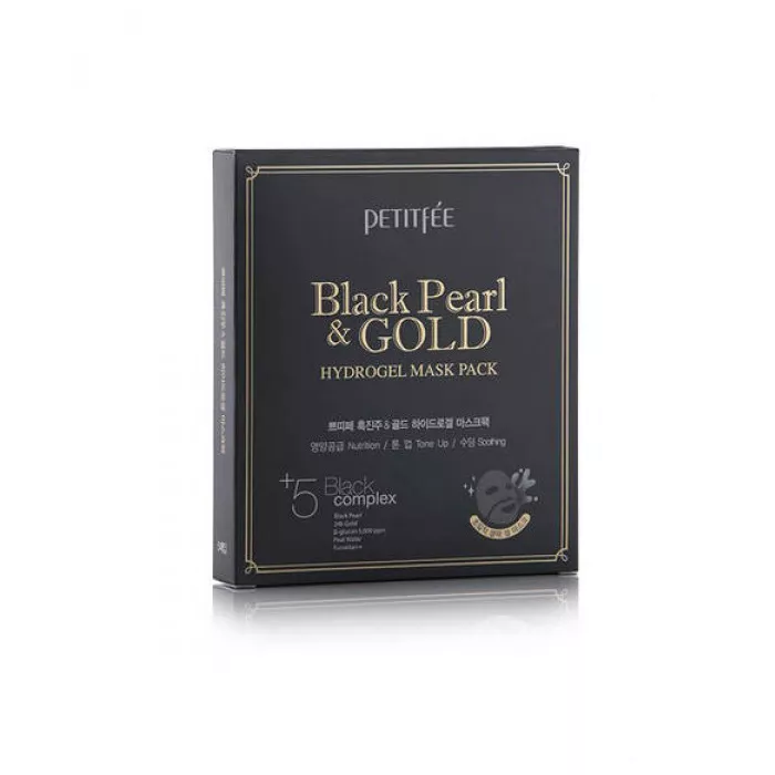 *Petitfee Black Pearl&Gold Маска гидрогелевая жемчуг-золото №5