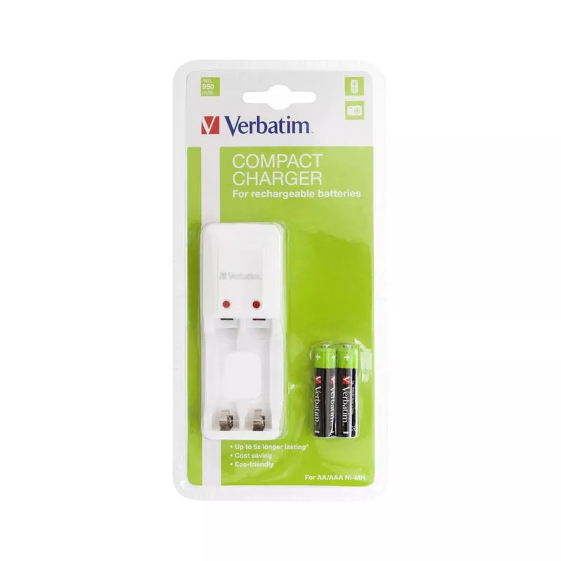 *Зарядное устройство Verbatim Compact Charger +2AAA (49944)