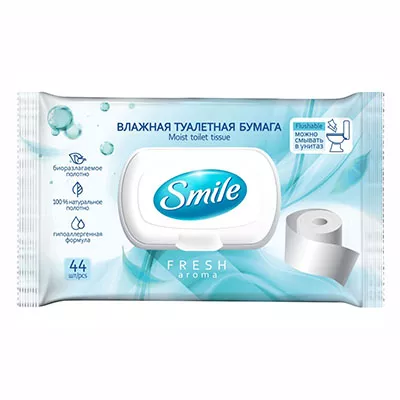*Smile влажная туалетная бумага Fresh 44шт клапан