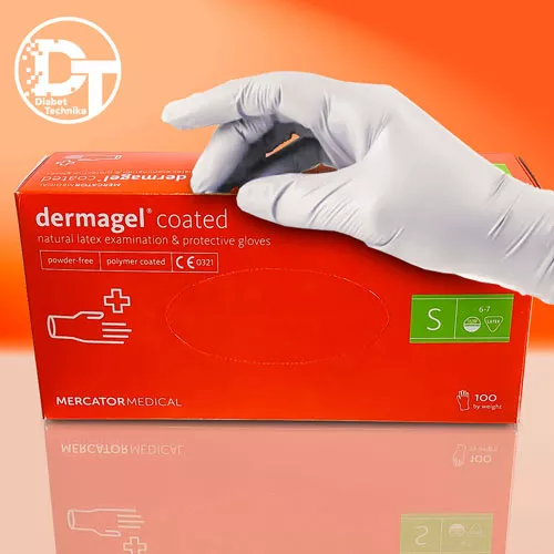 *Перчатки Mercator Medical Dermagel Coated н/ст. латекс. б/пудры р. S (пара)