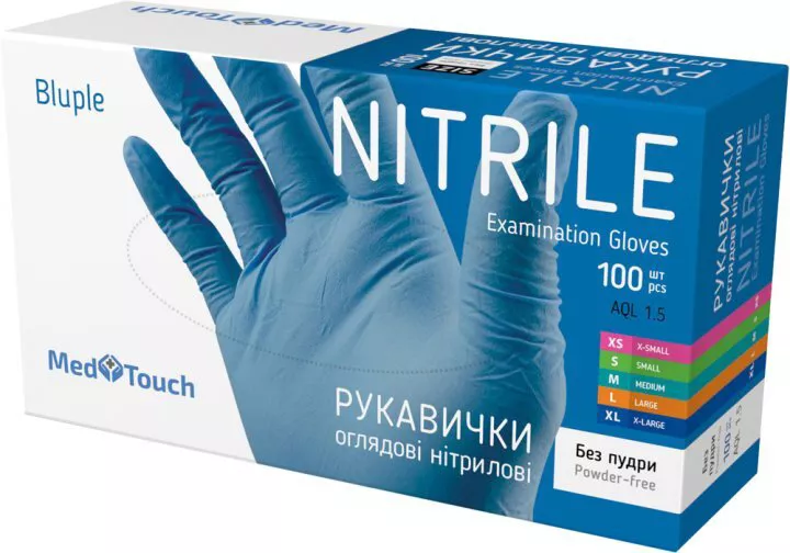 *Перчатки Med Touch н/ст. нитрил. синие р. L №100