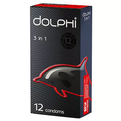 *Презервативы Dolphi Три в одном с точками и ребрами №12