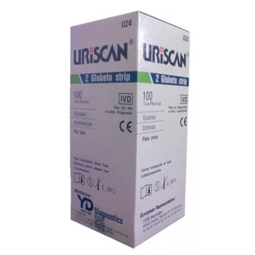 *Тест комплексный Uriscan глюкоза, кетоны в моче №100