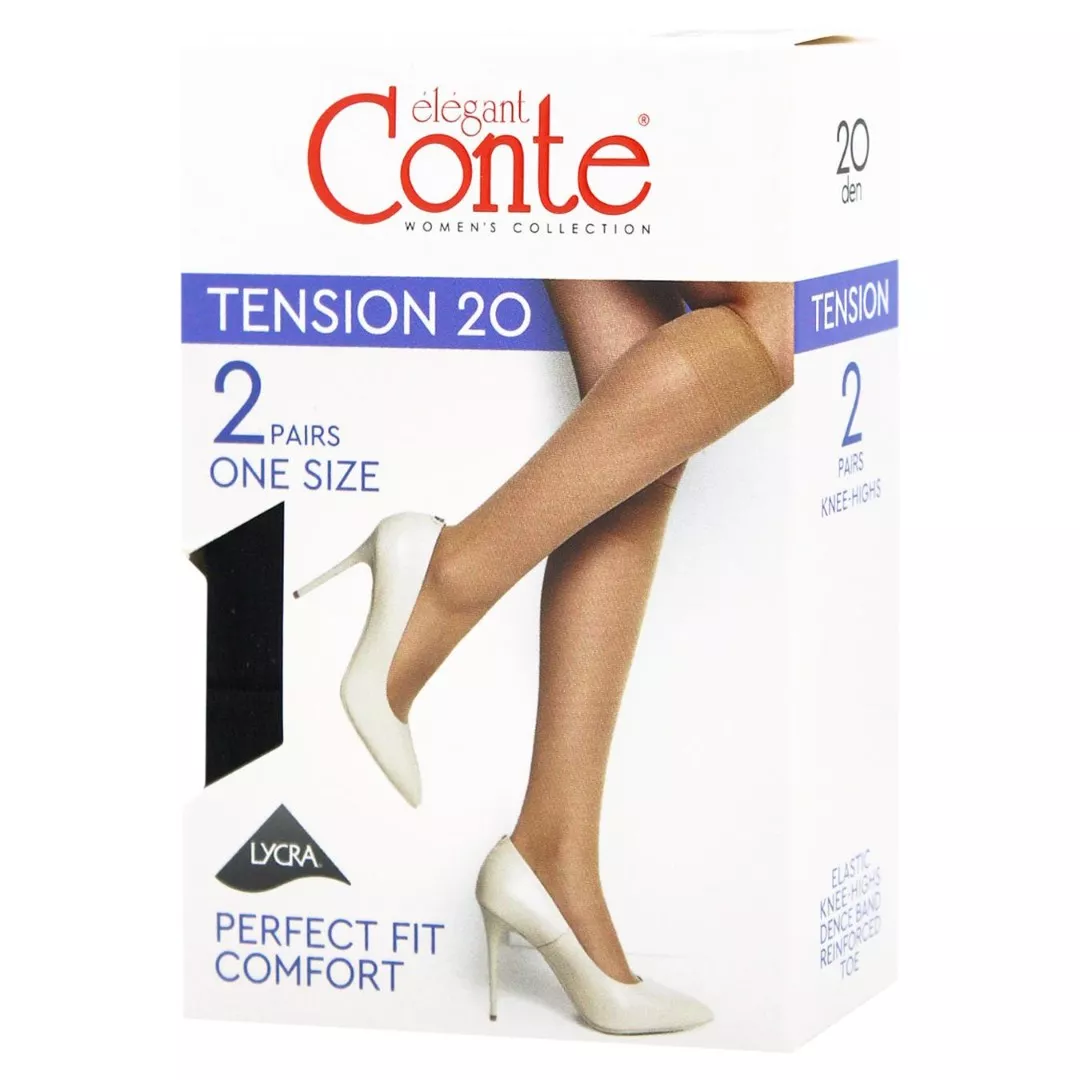 *CONTE гольфы Tension 20den 2 пары р.23-25 Nero