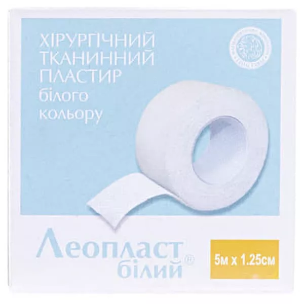 *Лейкопластырь ЛЕОПЛАСТ белый 5мх1,25 см без катушки п/уп