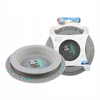 Набор посуды Canpol 56/523 из 2-х элементов EXOTIC ANIMALS серый