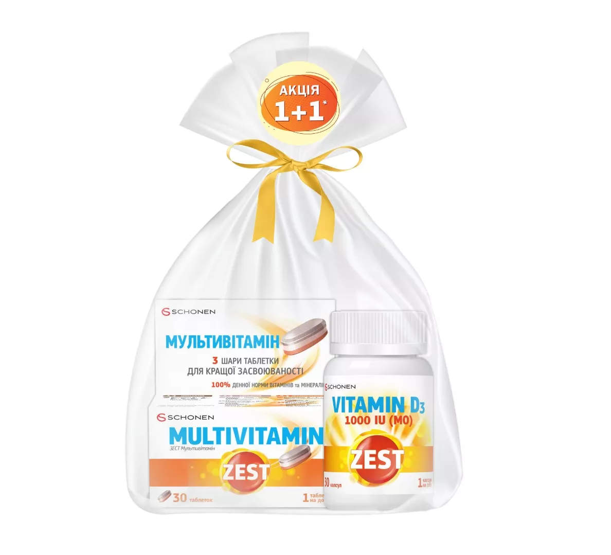 *Набор Зест Мультивитамин таб. №30 + Зест Витамин D3 1000 МО, капс. №30