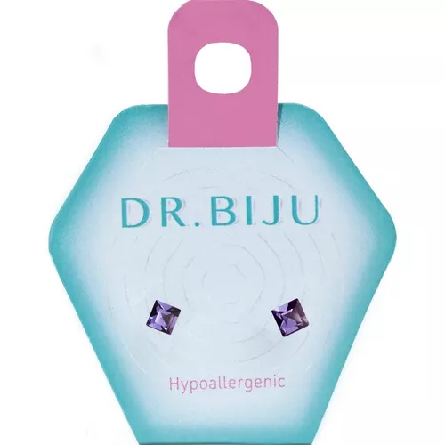 Сережки Dr.Biju Квадрат 4,0мм Танзанит