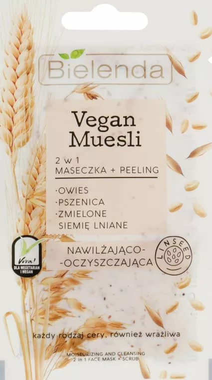 *Маска-пилинг Bielenda Vegan Muesl 2в1 овёс+пшеница+лён 8г