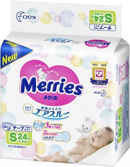*Подгузники-трусики Merries для детей р. S 4-8кг №24