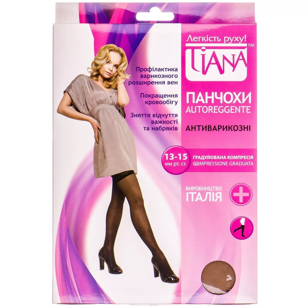 *Чулки антиварикозные Tiana 835 70 ден 13-15 мм рт. ст. беж. р. 3