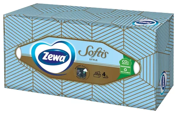 *Салфетки Zewa Softis Box 4-слойные 80 шт