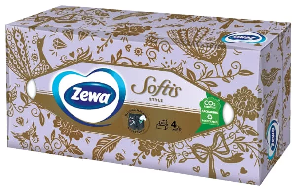 *Салфетки Zewa Softis Box 4-слойные 80 шт