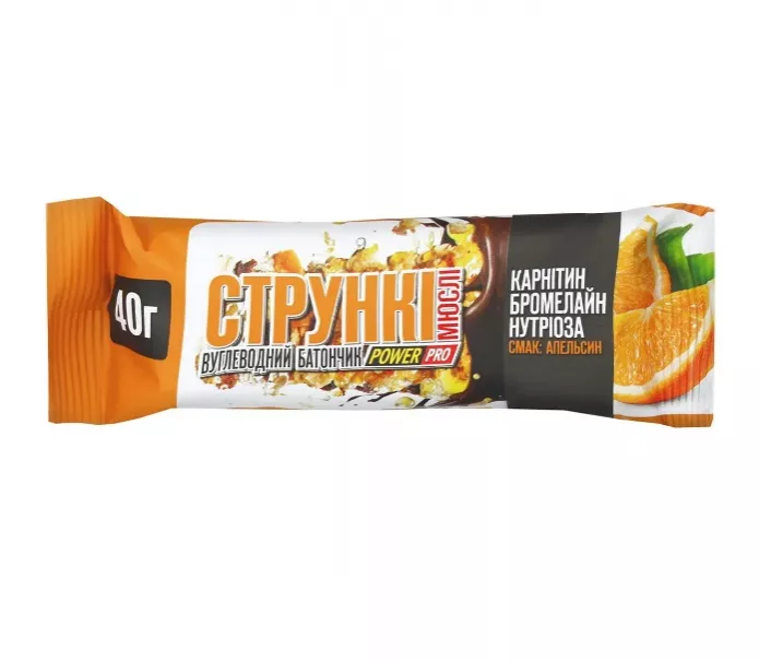 *Батончик Power Pro Углеводный Стройные мюсли со вкусом апельсина 40 г