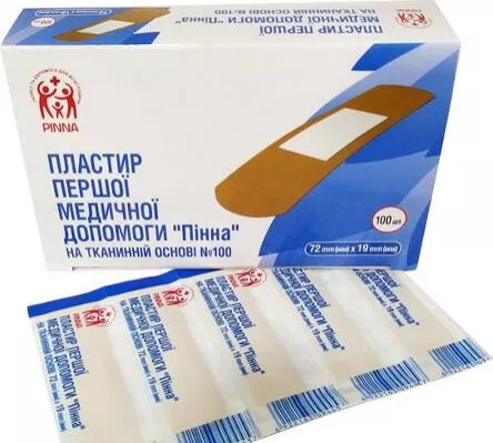 *Пластырь Pinna первой мед. помощи ткан. 72 мм х 19 мм №100
