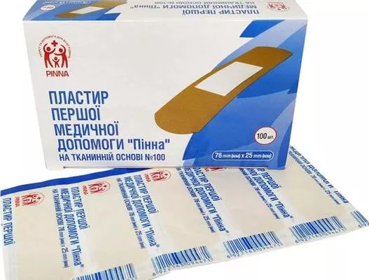 *Пластырь Pinna первой мед. помощи ткан. 76 мм х 25 мм №100