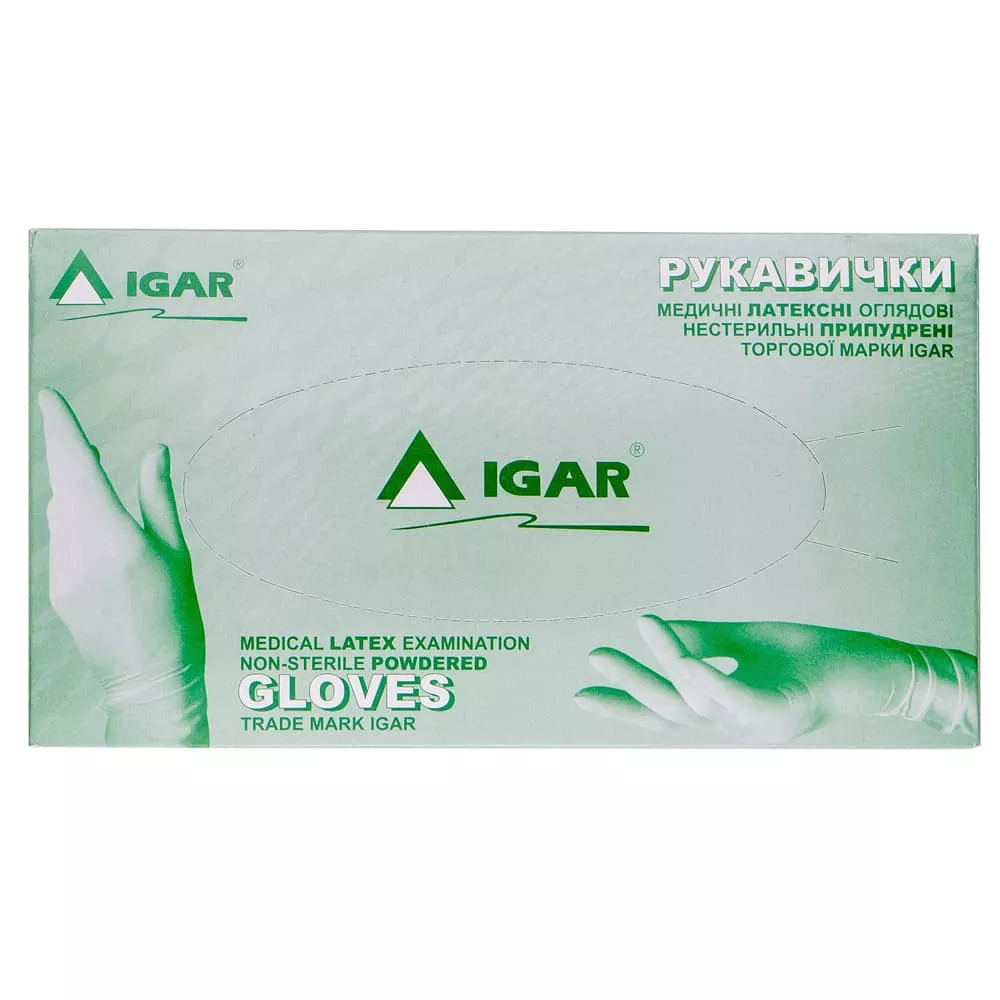 *Перчатки Igar смотр. латекс. нестерил. б/пудр. р. М (7-8)