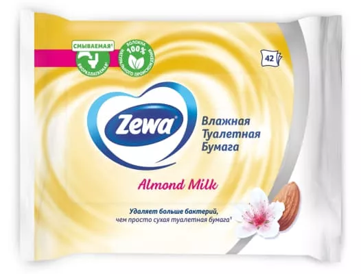 *Туалетная бумага влажная Zewa Миндальное молочко №42