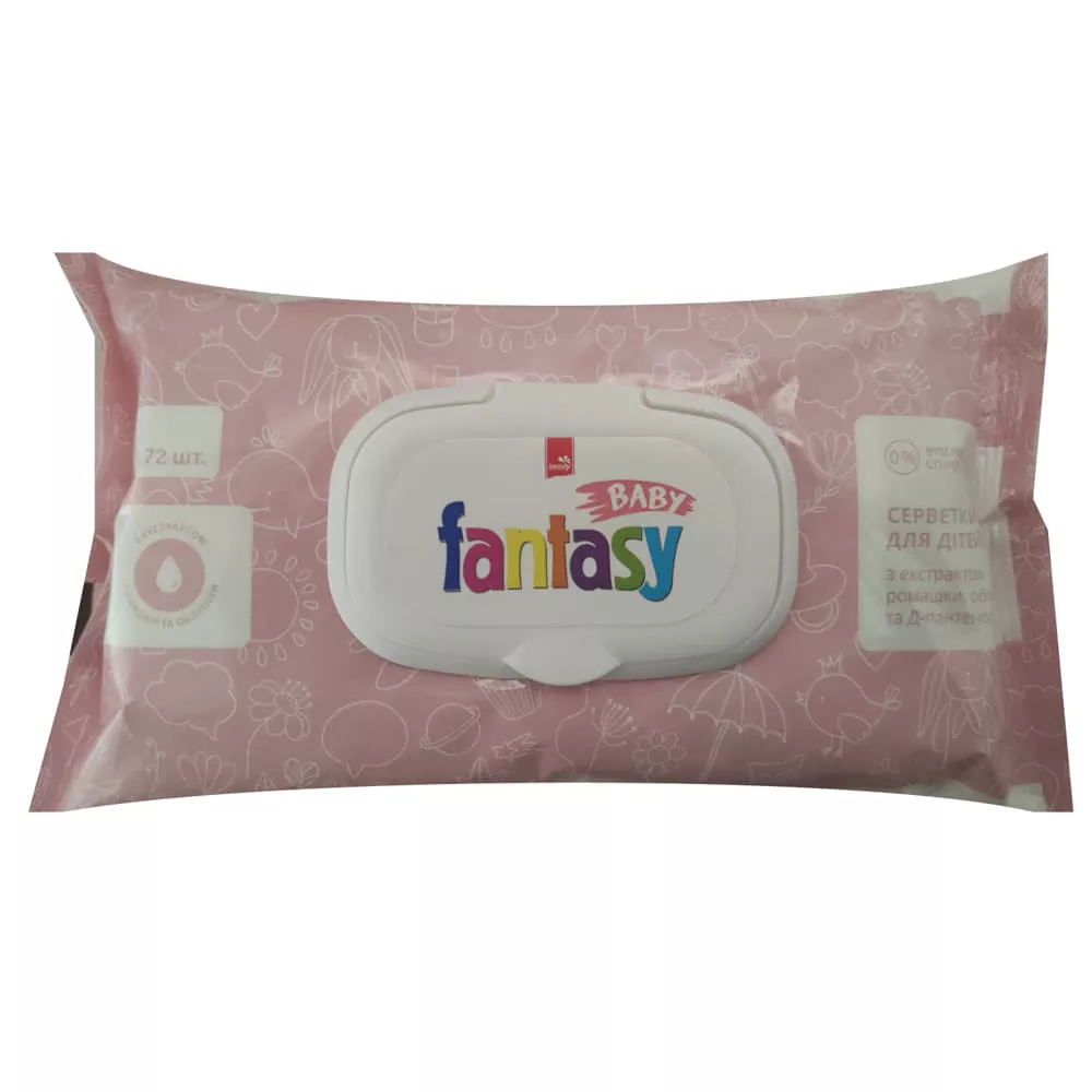 *Салфетки влажные Fantasy Baby для детей с экстр. ромашки, облепихи и Д-пантенолом №72