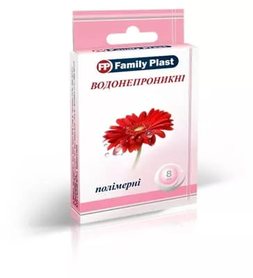 *Лейкопластырь FP Family Plast мед. бактериц. полимер. осн. водонепроницаемый 25мм*72мм №8