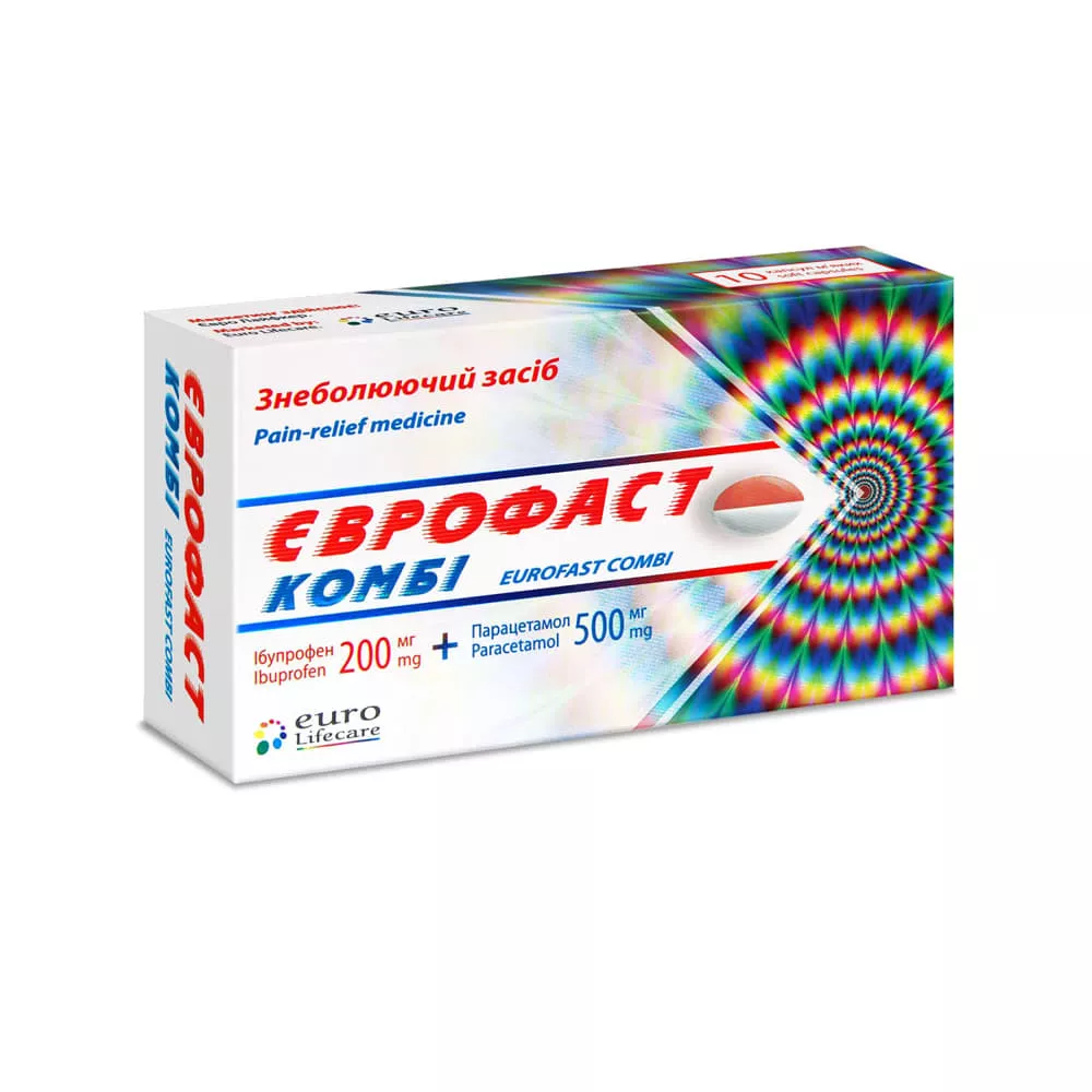 Еврофаст комби капс. мягк. 200мг/500мг №10