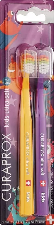 *Набор детских зубных щеток Curaprox UltraSoft Duo Superheroes Edition 2024,d 0,09 мм №2