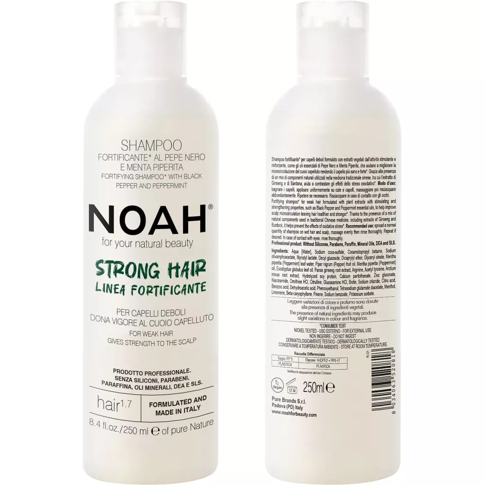 NOAH Hair Шампунь укрепляющий с черным перцем и мятой для слабых волос 250мл