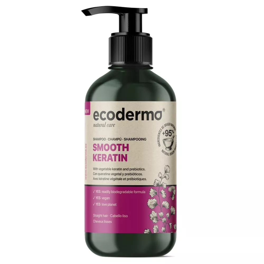 Шампунь Ecoderma д/прямых волос с растит. кератином 500мл