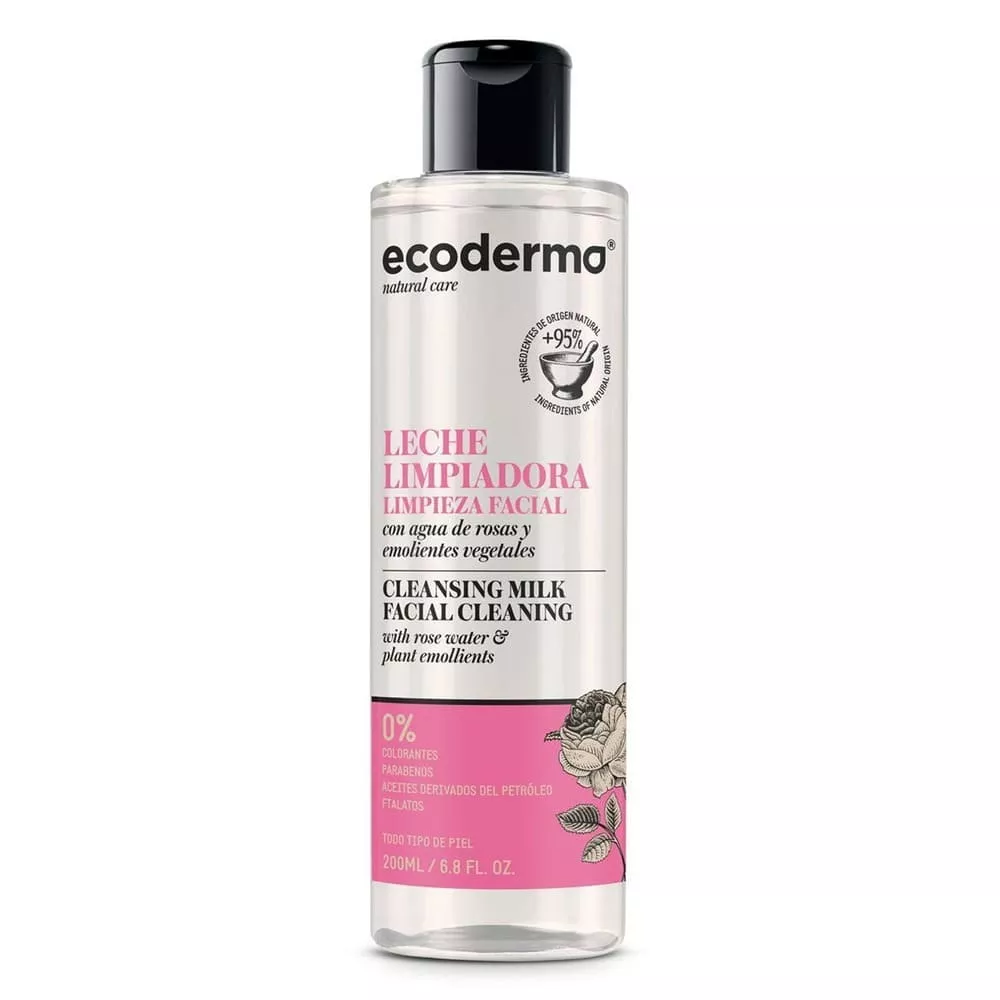 Молочко Ecoderma очищ.с розовой водой и растит.эмолентами 200мл