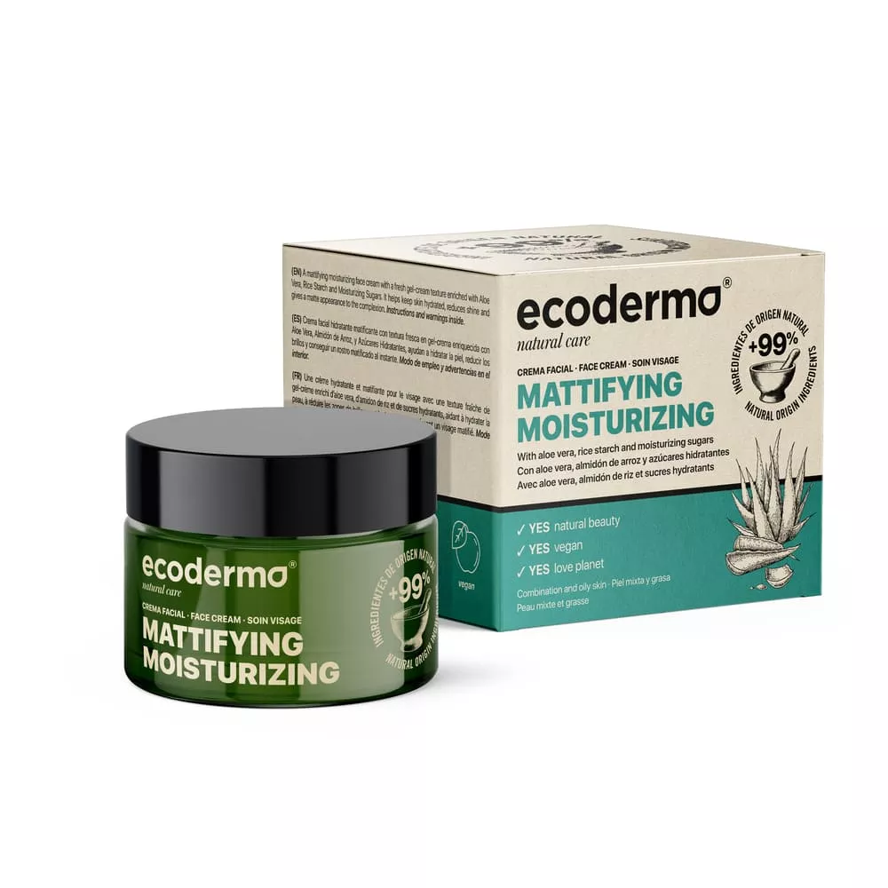 Крем д/лица Ecoderma увл.матир. с рис. крахм., бамбуком и натур.углевод. 50мл