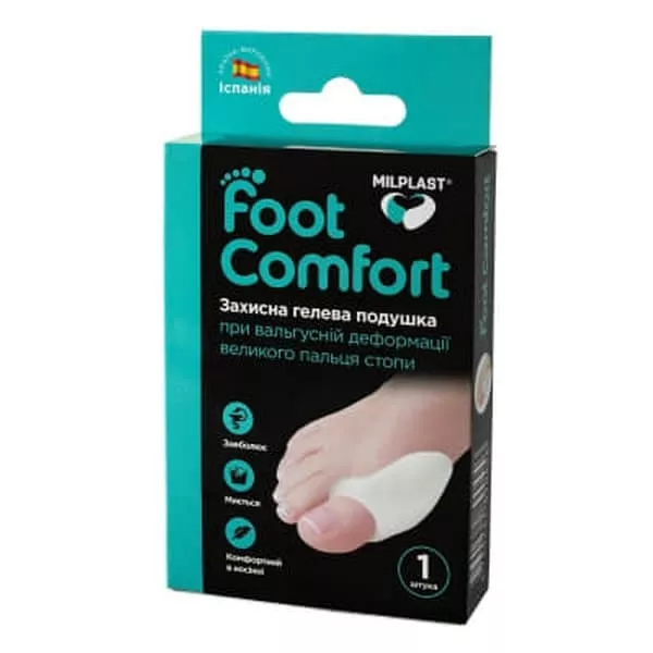 *Подушка гелевая Milplast Foot Comfort при вальгусной деформации больш. пальца универс.№1