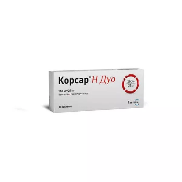 Корсар Н Дуо табл. 160мг/25мг №30 (10*3)