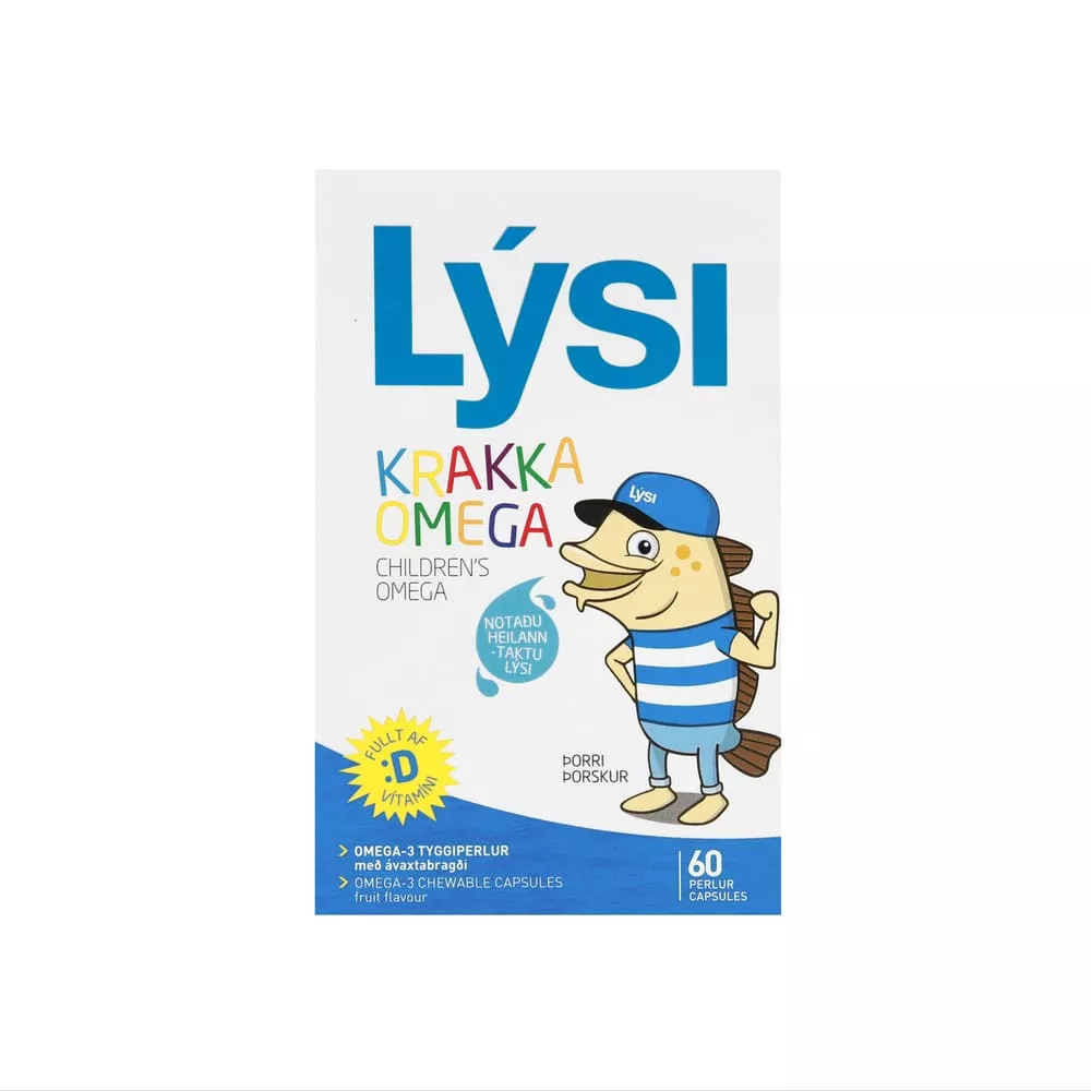 Омега-3 LYSI KIDS д/детей с витамином D с фруктовым вкусом жев. капс. №60