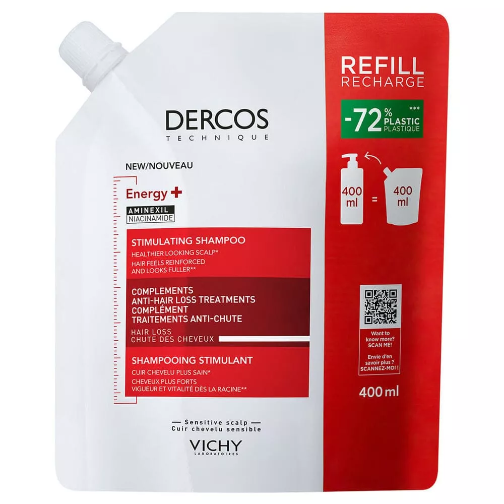Шампунь Vichy Деркос Энерджи+ Рефил тониз. с Аминексилом и Ниацинамидом д/борьбы с вып.волос 400мл