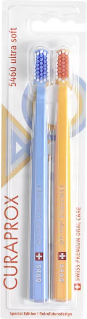 *Набор зубных щеток CURAPROX Ultra Soft d 0,10 мм (2шт) ретро1 (оранж./гол.)