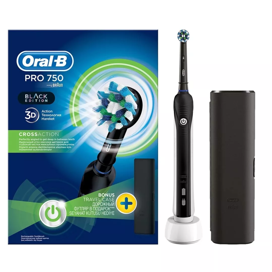 Зубная щетка ORAL-B Pro CrossAction электрическая 750 D16.513.1UX тип 3756 Black Edition