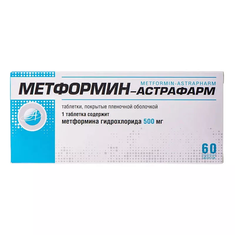 Метформін-Астрафарм таблетки по 500 мг 60 шт. (10х6)