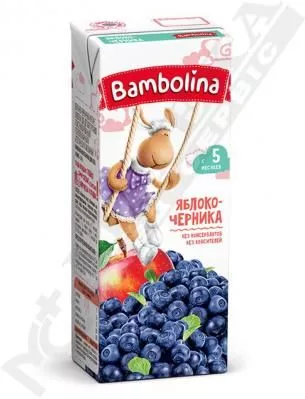 *Нектар Bambolina яблочно-черничный с мякотью гомогенизированный 200 мл