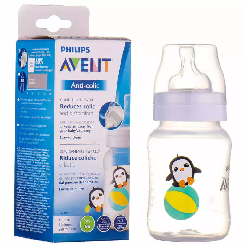 *Avent пляшечка д/годування Anti-Colic Пінгвин 260мл