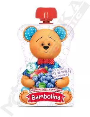 *Пюре Bambolina из яблок и голубики 90г (пауч)