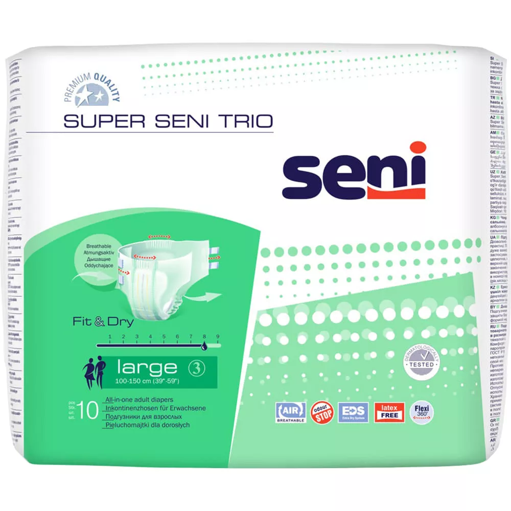 *Подгузники для взрослых SENI Super Trio Large №10