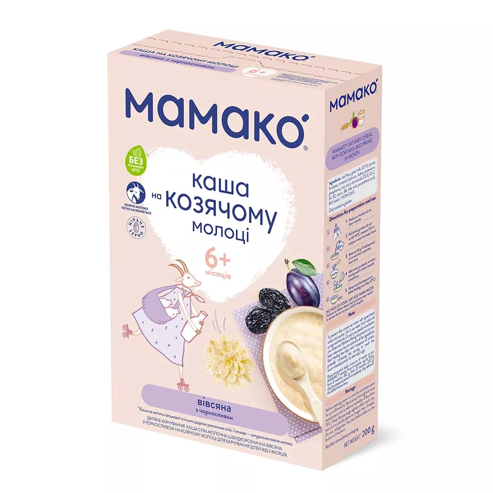 Каша Мамако овсяная с черносливом на козьем молоке 200г