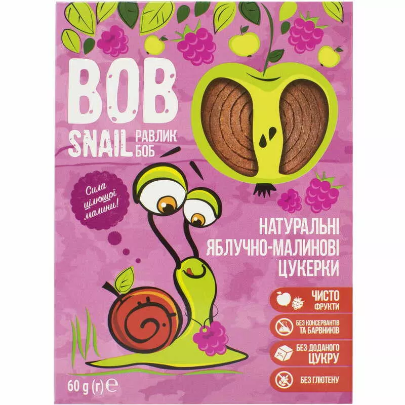 *Bob Snail цукерки натуральні яблучно-малинові 60г