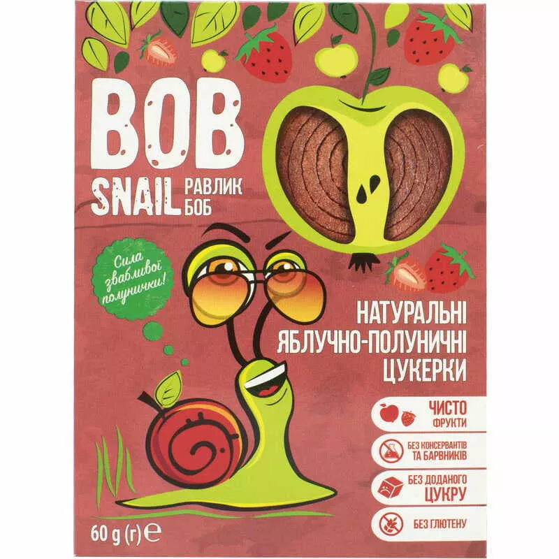 *Bob Snail цукерки натуральні яблучно-полуничні 60г